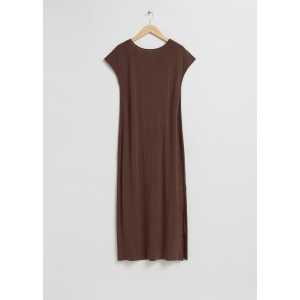 & Other Stories Lockeres Kleid aus Cupro-Jersey Dunkelbraun, Alltagskleider in Größe S. Farbe: Dark brown