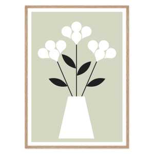 artvoll - Blumen Poster mit Rahmen, Eiche natur, 50 x 70 cm