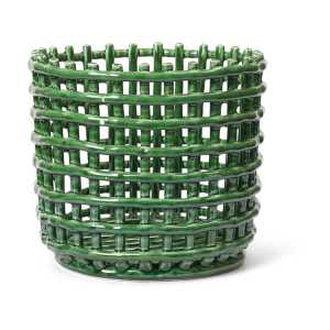 ferm LIVING Ceramic geflochtener Korb Ø23,5cm Emerald Green