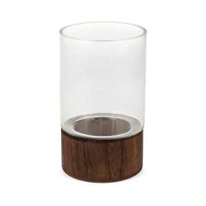 matches21 HOME & HOBBY Kerzenhalter Modernes Windlicht Teelichthalter Kerzenhalter aus Glas und Holz 23 cm