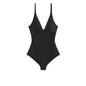 Arket Badeanzug mit V-Ausschnitt Schwarz, Badeanzüge in Größe 36. Farbe: Black