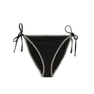 Arket Bikinitanga mit Schnürung Schwarz/Cremeweiß, Bikini-Unterteil in Größe 44. Farbe: Black/off white