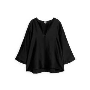 Arket Bluse aus Leinenmischung Schwarz, Blusen in Größe 36. Farbe: Black