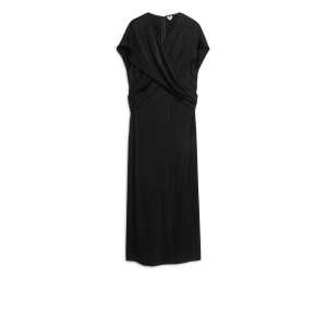 Arket Drapiertes Kleid mit Bindedetail Schwarz, Alltagskleider in Größe 34. Farbe: Black