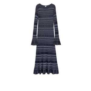 Arket Geripptes Kleid aus Wollmischung Dunkelblau, Alltagskleider in Größe XS. Farbe: Dark blue