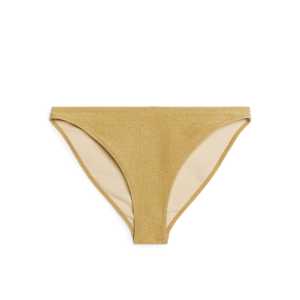 Arket Glitzernde Bikinihose mit mittelhohem Bund Gold, Bikini-Unterteil in Größe 42