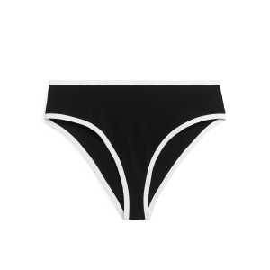 Arket Hochtaillierte Bikinihose Schwarz/Weiß, Bikini-Unterteil in Größe 42. Farbe: Black/white