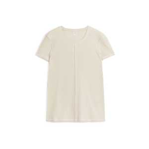 Arket Schmal geschnittenes Baumwoll-T-Shirt Cremeweiß/Weiß in Größe L. Farbe: Off white/white
