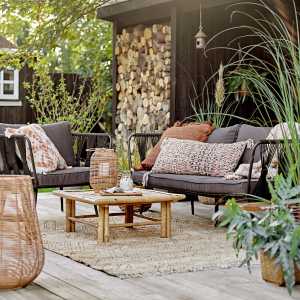 Bloomingville - Pavone Outdoor Lounge Sessel, braun / beige
