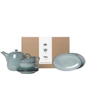 Broste Copenhagen Geschirr-Set Broste Copenhagen Nordic Sea Tea For Two (5-tlg), Steingut