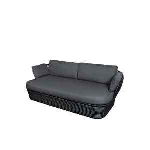 Cane-line Basket Sofa 2-Sitzer Grafikgrau, graue Kissen