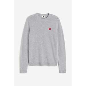 Double A By Wood Tay Badge Lambswool Jumper Grey Melange, Pullover in Größe XL