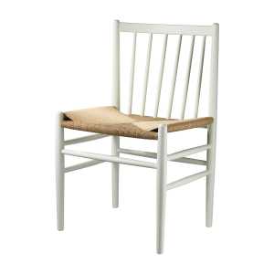 FDB Møbler - J80 Stuhl, Buche weiß lackiert / Naturgeflecht