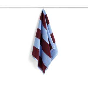 HAY - Frotté Stripe Handtuch, 50 x 100 cm, bordeaux / sky blue