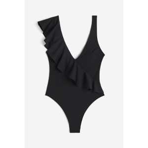 H&M Badeanzug mit wattierten Cups und High Leg Schwarz, Badeanzüge in Größe 32. Farbe: Black