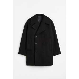 H&M Oversized Cabanjacke aus einer Wollmischung Schwarz, Mäntel in Größe XS/S. Farbe: Black