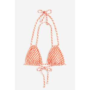 H&M Wattiertes Triangel-Bikinitop Orange/Weiß gemustert, Bikini-Oberteil in Größe 42. Farbe: Orange/white patterned