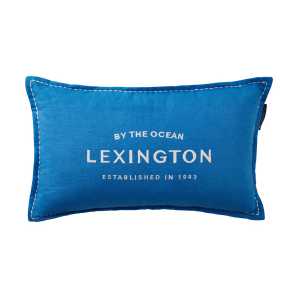 Lexington Logo Embroidered Linen/Cotton Kissen 30x50 cm Blue