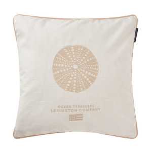 Lexington Sea Embroidered Recycled Cotton Kissenbezug 50x50cm White-Beige