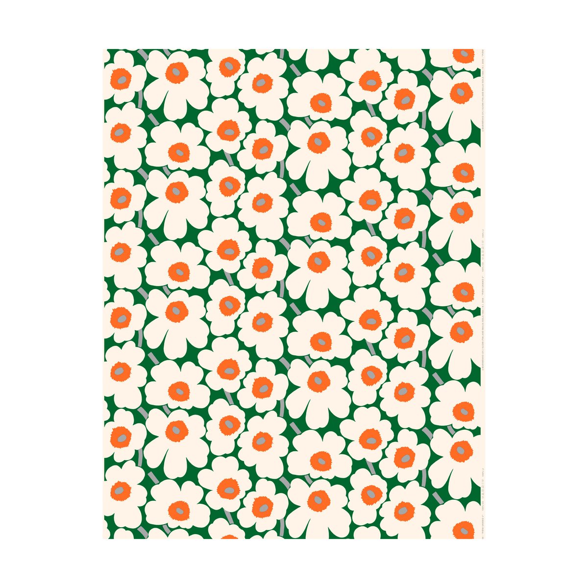 Marimekko Pieni Unikko Wachstuch Green-Cotton-Orange