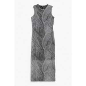 Monki Bodycon-Kleid aus Mesh Grauer Stein, Alltagskleider in Größe S. Farbe: Grey stone