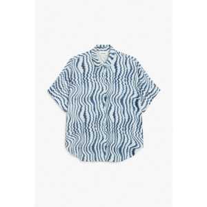 Monki Kastiges Hemd Blaue Wellen, Freizeithemden in Größe M. Farbe: Blue waves