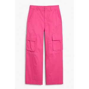 Monki Lockere, tief sitzend Cargo-Hose aus Baumwolle in Rosa Knallrosa, Gepäck Größe 40. Farbe: Bright pink