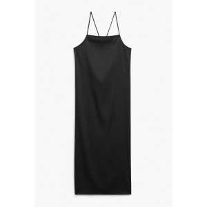 Monki Midi-Trägerkleid mit Karree-Ausschnitt Schwarz, Alltagskleider in Größe XXL. Farbe: Black