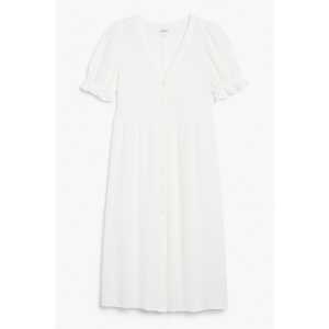 Monki Midikleid mit Puffärmeln Weiß, Alltagskleider in Größe XXL. Farbe: White