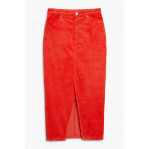 Monki Midirock aus Cord Knallrot, Röcke in Größe 36. Farbe: Bright red