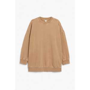 Monki Oversize-Pullover mit Rundhalsausschnitt Verwaschenes Beige, Sweatshirts in Größe M. Farbe: Beige acid wash