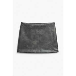 Monki Rock aus Lederimitat Schwarz meliert, Röcke in Größe 44. Farbe: Black melange