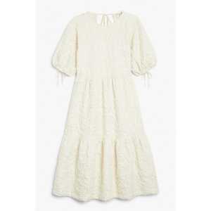 Monki Strukturiertes Kleid mit Rüschen Cremeweiß, Party kleider in Größe XL. Farbe: Off-white