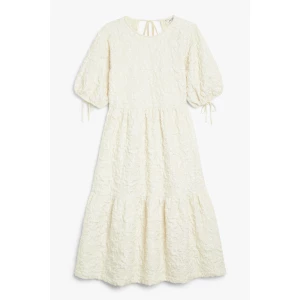 Monki Strukturiertes Kleid mit Rüschen Cremeweiß, Party kleider in Größe XL. Farbe: Off-white