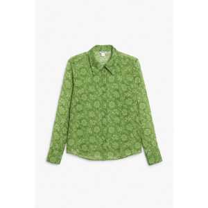 Monki Transparentes Hemd mit Knopfverschluss Grün, Freizeithemden in Größe XS. Farbe: Green