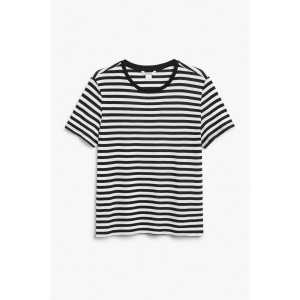 Monki Weiches T-Shirt schwarzweiß gestreift Schwarz-weiß in Größe XS. Farbe: Black & white stripes
