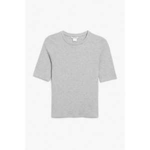 Monki Weiches körpernahes T-Shirt Grau in Größe XXL. Farbe: Grey