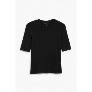 Monki Weiches körpernahes T-Shirt in Schwarz Größe XS. Farbe: Black