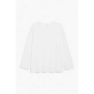 Monki Weißes klassisches Langarmshirt Reinweiß, T-Shirt in Größe L. Farbe: White light
