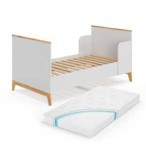 VitaliSpa® Kinderbett Kinderbett 160x80 Malia Weiß/Eiche + Matratze