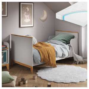 VitaliSpa® Kinderbett Kinderbett 160x80 Malia Weiß/Eiche + Matratze
