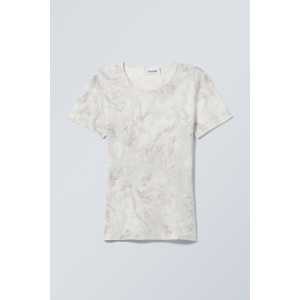 Weekday Bedrucktes T-Shirt Ready Weiße bedruckte Spitze in Größe S. Farbe: White printed lace