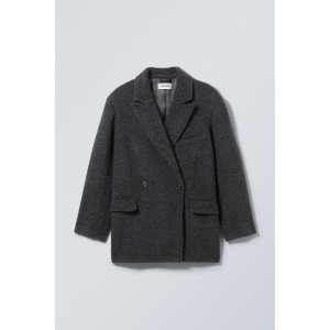 Weekday Jacke aus Wollmischung Carla Grau/Fischgrätmuster, Jacken in Größe 34. Farbe: Grey herringbone