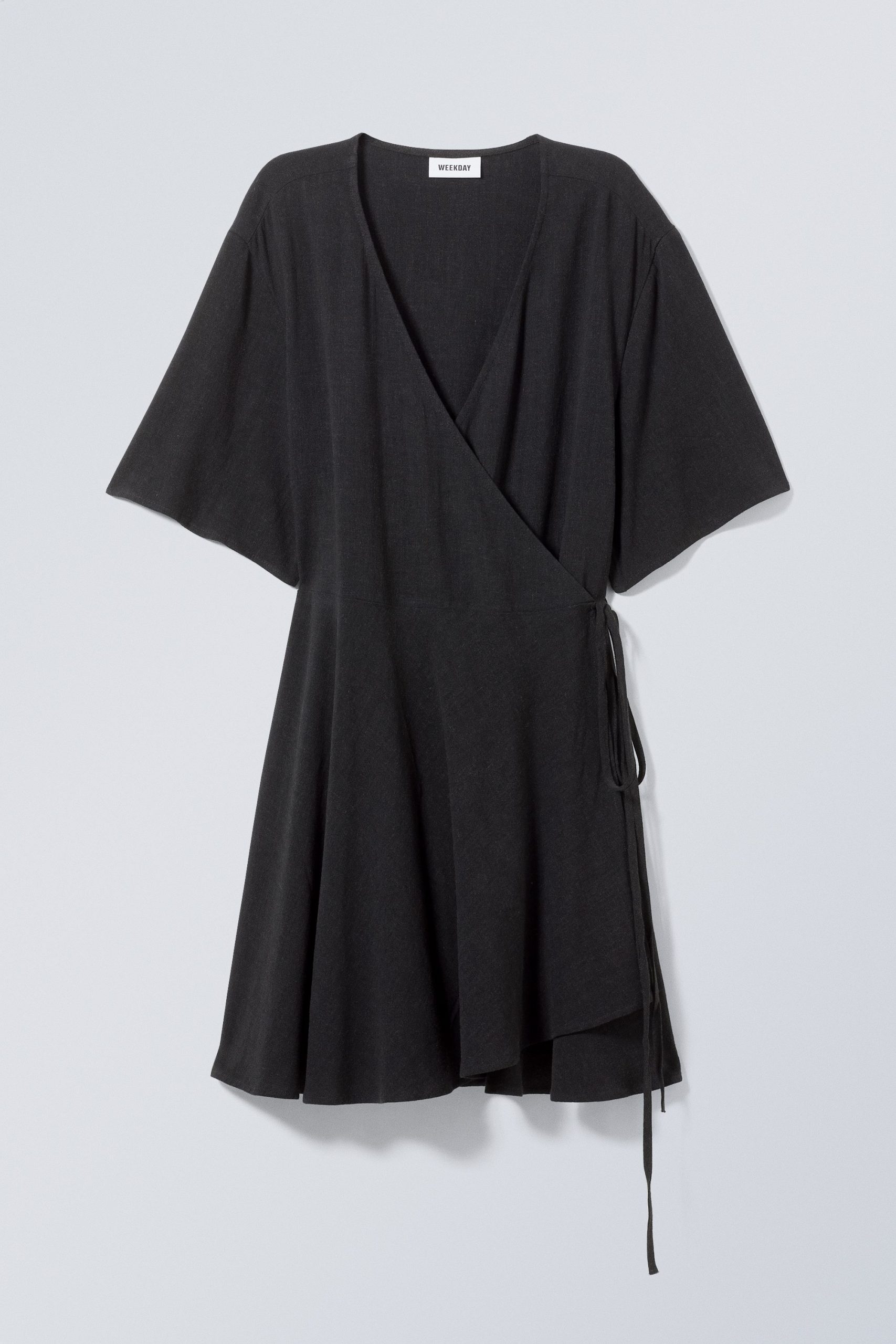 Weekday Kleid Kimberly aus Leinenmix Schwarz, Alltagskleider in Größe S. Farbe: Black