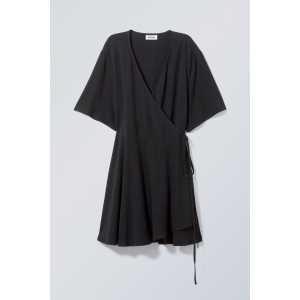 Weekday Kleid Kimberly aus Leinenmix Schwarz, Alltagskleider in Größe XS. Farbe: Black
