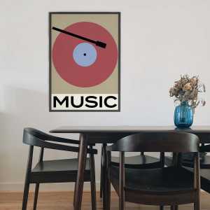 artvoll - Music Poster mit Rahmen by Marina Lewandowska, schwarz, 50 x 70 cm