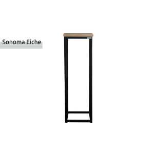 holz4home Blumenständer 21 x 70 cm Sonoma Eiche - Ablageboden - Tiefe 21 cm - Metall schwarz