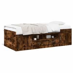 vidaXL Bett Tagesbett mit Schubladen Räuchereiche 75x190 cm Holzwerkstoff