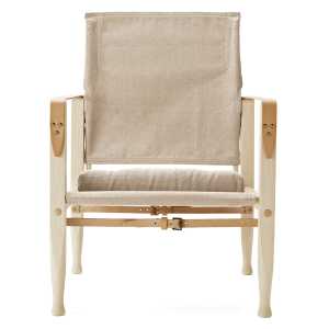 Carl Hansen - KK47000 Safari Chair inkl. Sitzkissen, Esche geölt / Leder Natur / Canvas Natur
