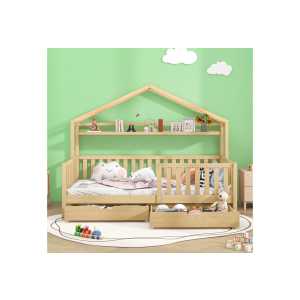 Gotagee Kinderbett Kinderbett Hausbett mit Schubladen Kiefernholz Einzelbett 90x200cm, Massivholz mit Lattenrost, Kinder und Jugendzimmer